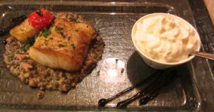 Cod with bacon whipped cream, Beaune
