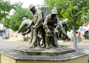 Statue of grape pickers, Puligny-Montrachet, France