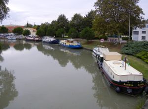 Boats in Castelnaudary, Canal du Midi, France