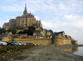Cars at Mont St-Michel, Normandy, France