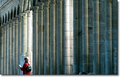 Colonnade in the Abbey of Mont St-Michel, Normandy, France