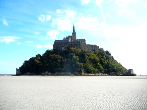 Surrounded by a sea of sand at Mont-St-Michel, France