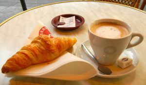 Café au lait and a croissant, Paris