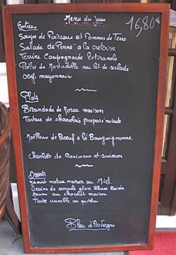 Typical menuboard, Paris