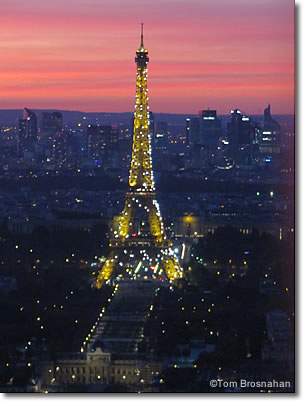Eiffel Tower at Night from Tour Montparnasse, Paris, France