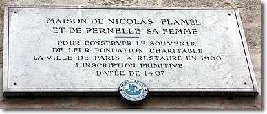 Plaque on Maison Nicolas Flamel, Paris, France