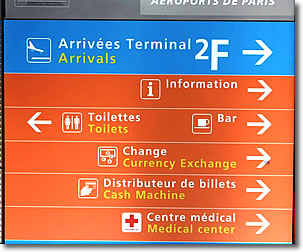 Sign at CDG Airport, Paris, France