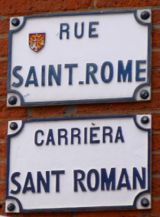 St-Rome sign in Occitan, Toulouse, France