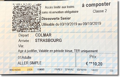 SNCF train ticket, paper, France