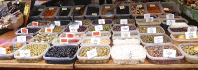 Olives in Sarlat Market, France